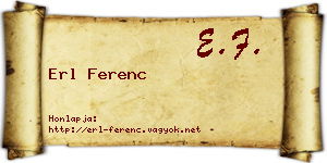 Erl Ferenc névjegykártya